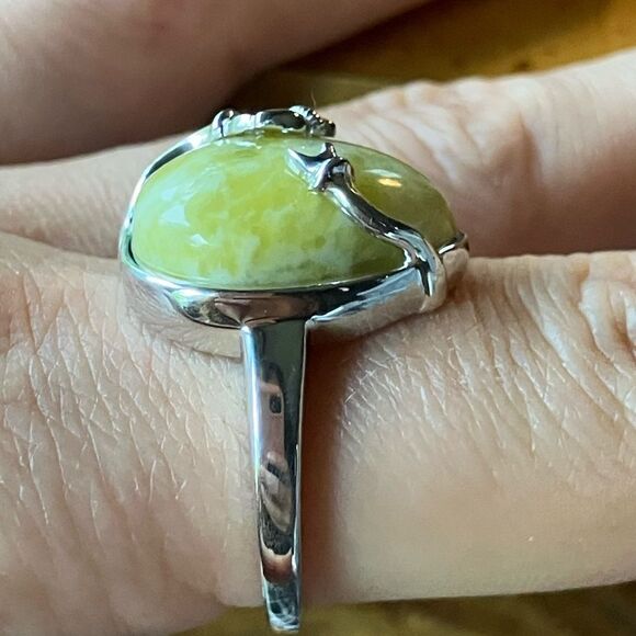 Natural Connemara Marble Sterling Silver Claddagh Ring Size 9 - Picture 3 of 9